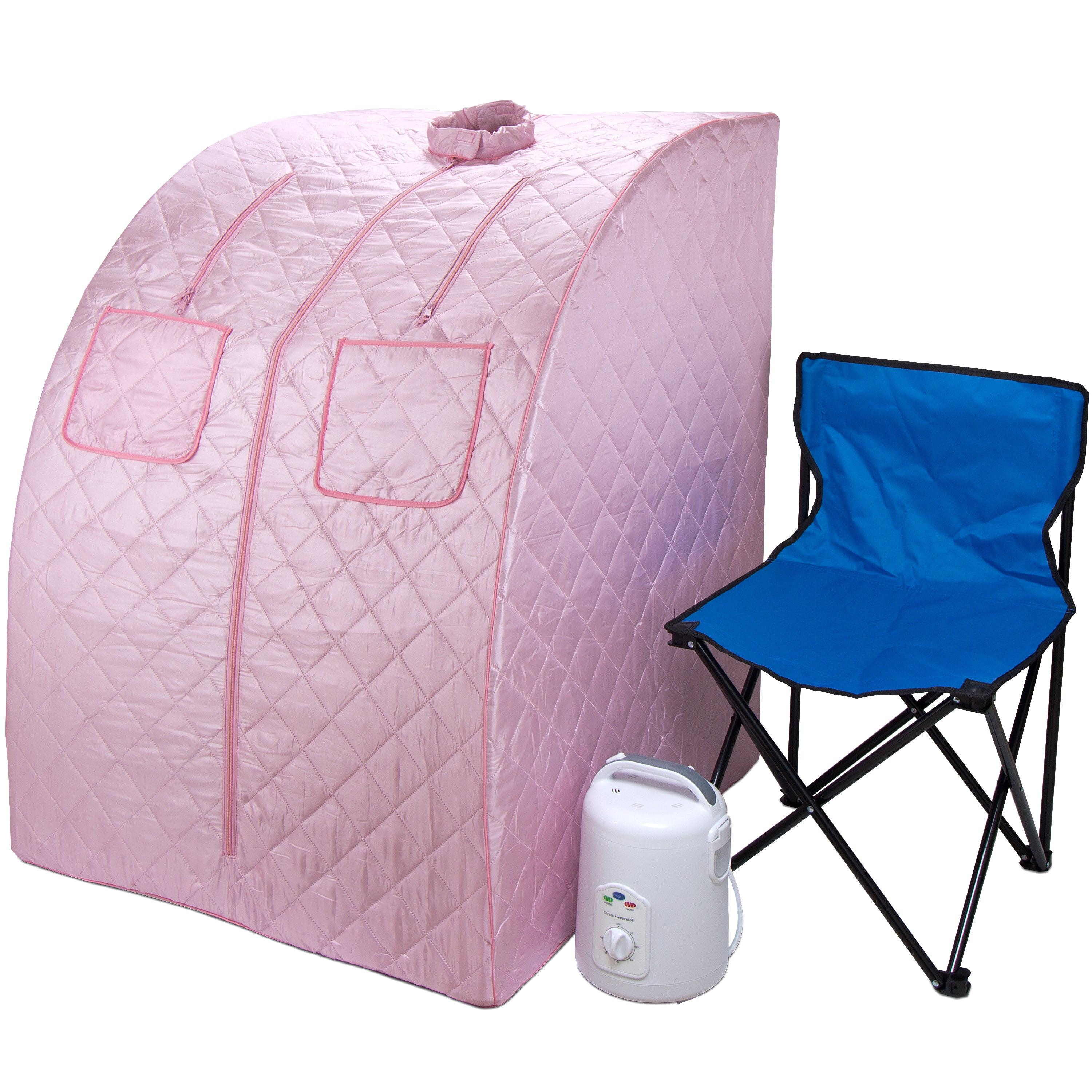 Oversized Portable Steam Sauna for Weight Loss, Detox & Relaxation at Home, Chair Included - Pink-Frovial