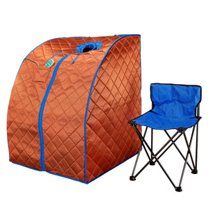 Large Portable Low EMF Negative Ion Indoor Sauna with Chair and Heated Footpad Included - Copper-Frovial