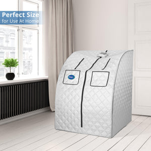 Oversized Portable Steam Sauna for Weight Loss, Detox & Relaxation at Home, Chair Included - Silver-Frovial