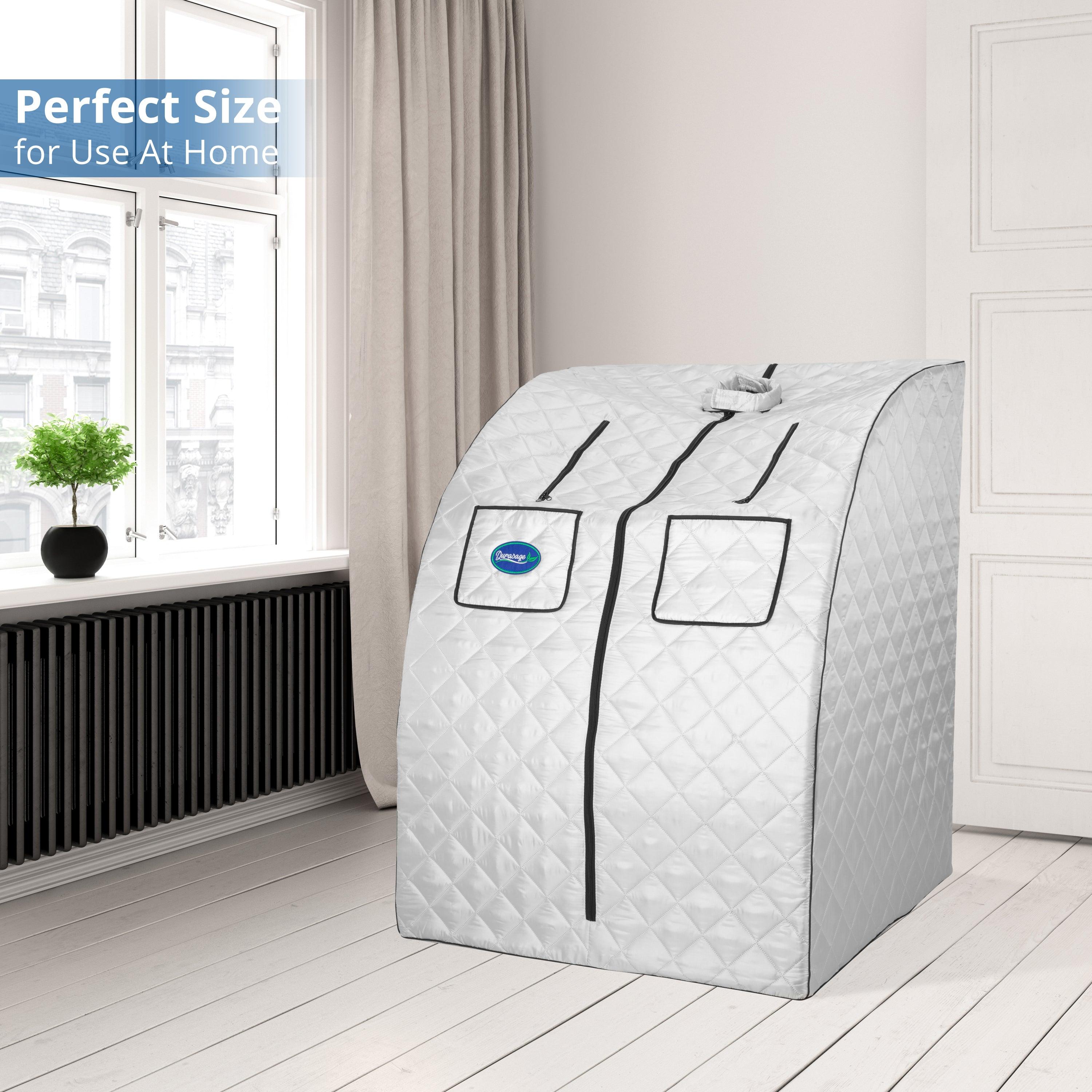 Oversized Portable Steam Sauna for Weight Loss, Detox & Relaxation at Home, Chair Included - Silver-Frovial