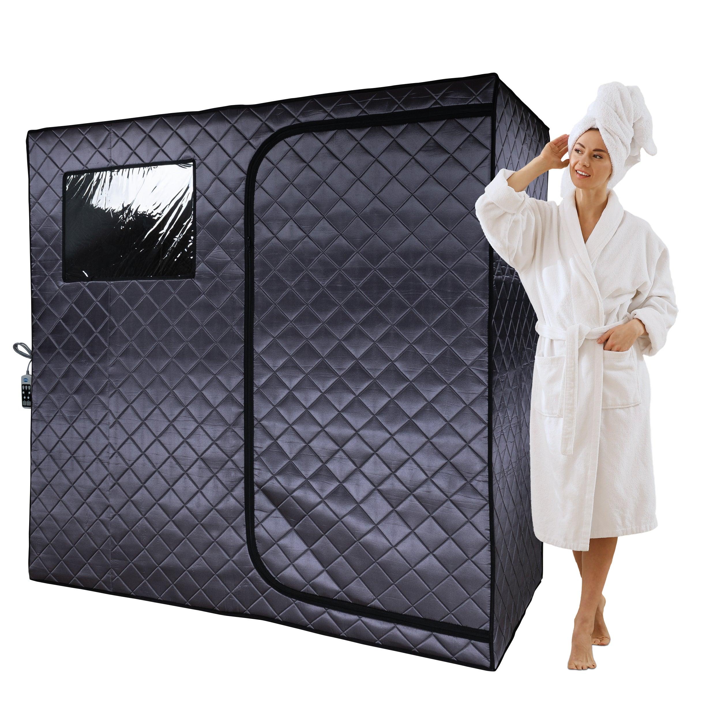 Durasage Portable Full Size Infrared Sauna for at Home | Ultra Low EMF Infrared | LED Lighting, Heating Foot Pad, Ceramic Heat Fan (2-Person)-Frovial