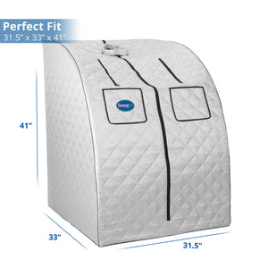 Oversized Portable Steam Sauna for Weight Loss, Detox & Relaxation at Home, Chair Included - Silver-Frovial