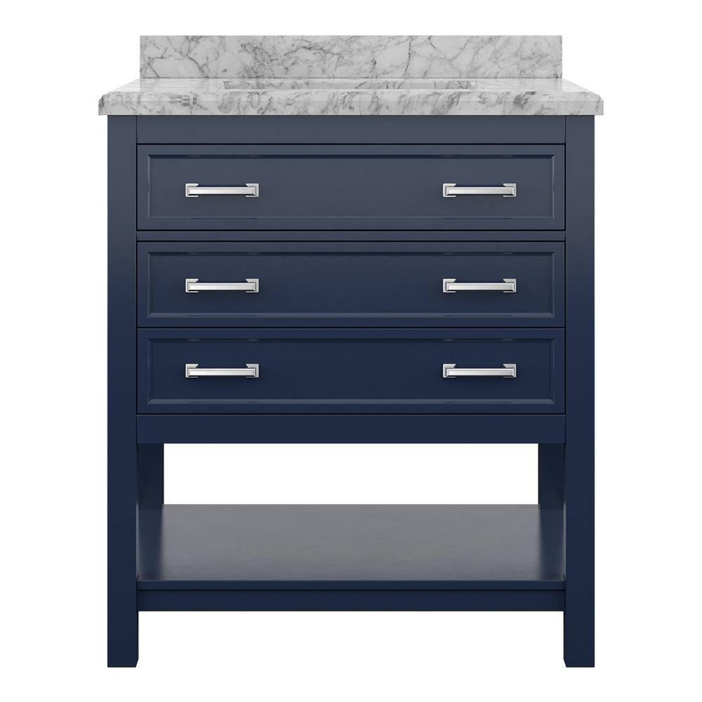 Affinity 31" Single Sink Vanity with White & Gray Carrara Marble Top-Frovial