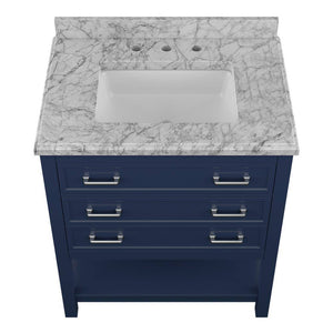 Affinity 31" Single Sink Vanity with White & Gray Carrara Marble Top-Frovial