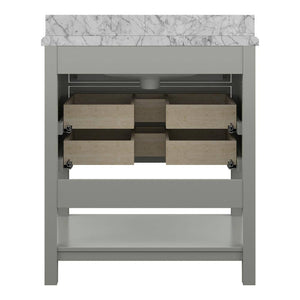 Affinity 31" Single Sink Vanity with White & Gray Carrara Marble Top-Frovial