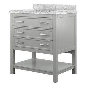 Affinity 31" Single Sink Vanity with White & Gray Carrara Marble Top-Frovial