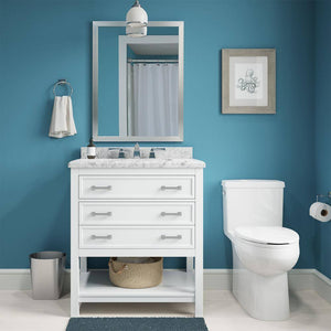 Affinity 31" Single Sink Vanity with White & Gray Carrara Marble Top-Frovial