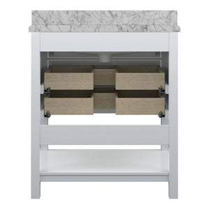 Affinity 31" Single Sink Vanity with White & Gray Carrara Marble Top-Frovial