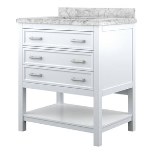 Affinity 31" Single Sink Vanity with White & Gray Carrara Marble Top-Frovial