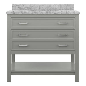 Affinity 37" Single Sink Vanity with White & Gray Carrara Marble Top-Frovial
