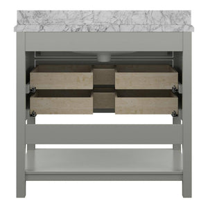 Affinity 37" Single Sink Vanity with White & Gray Carrara Marble Top-Frovial