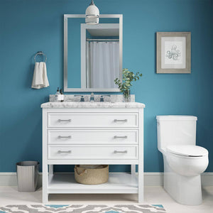 Affinity 37" Single Sink Vanity with White & Gray Carrara Marble Top-Frovial