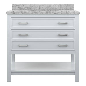 Affinity 37" Single Sink Vanity with White & Gray Carrara Marble Top-Frovial