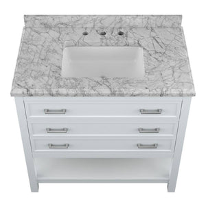 Affinity 37" Single Sink Vanity with White & Gray Carrara Marble Top-Frovial
