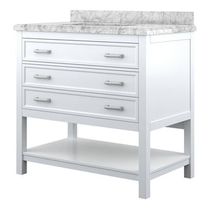 Affinity 37" Single Sink Vanity with White & Gray Carrara Marble Top-Frovial