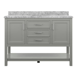 Affinity 49" Single Sink Vanity with White & Gray Carrara Marble Top-Frovial