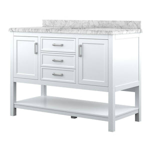 Affinity 49" Single Sink Vanity with White & Gray Carrara Marble Top-Frovial