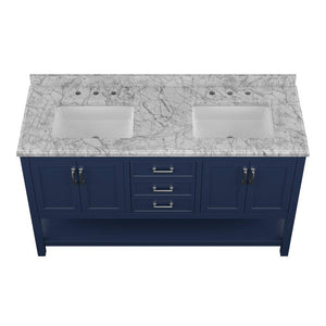 Affinity 61" Double Sink Vanity with White & Gray Carrara Marble Top-Frovial