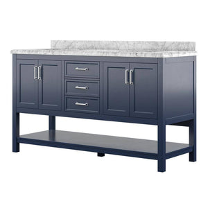 Affinity 61" Double Sink Vanity with White & Gray Carrara Marble Top-Frovial