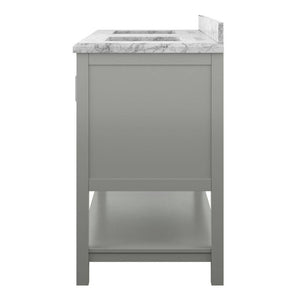 Affinity 61" Double Sink Vanity with White & Gray Carrara Marble Top-Frovial