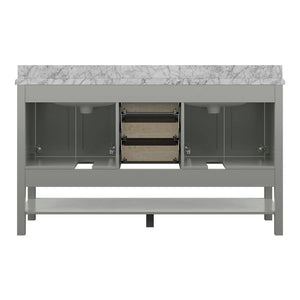 Affinity 61" Double Sink Vanity with White & Gray Carrara Marble Top-Frovial