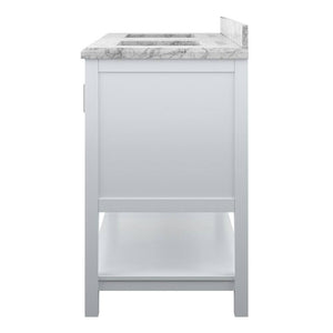 Affinity 61" Double Sink Vanity with White & Gray Carrara Marble Top-Frovial