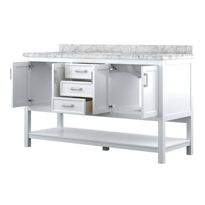 Affinity 61" Double Sink Vanity with White & Gray Carrara Marble Top-Frovial