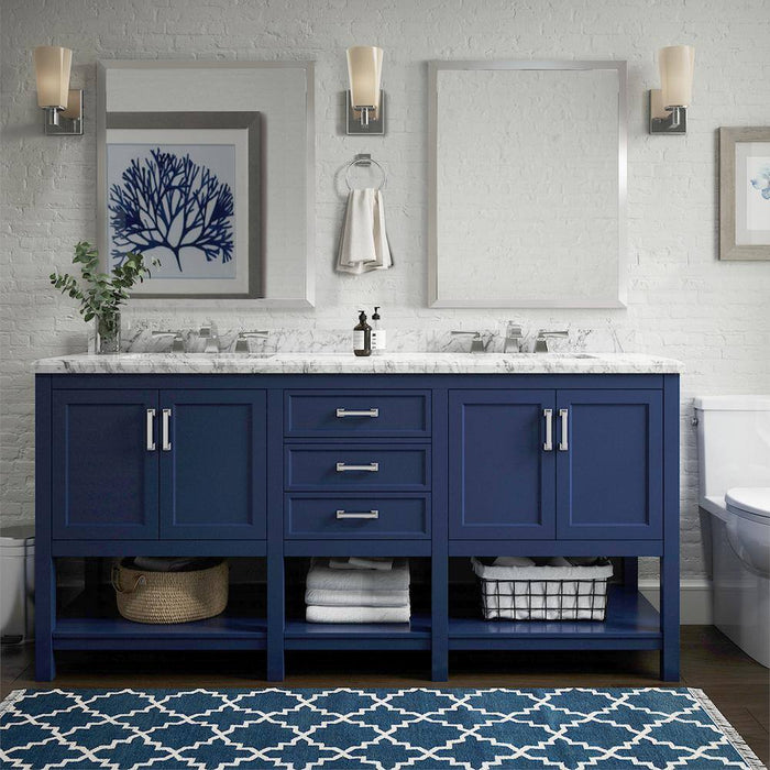 Affinity 72" Double Sink Vanity with White & Gray Carrara Marble Top-Frovial