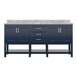 Affinity 72" Double Sink Vanity with White & Gray Carrara Marble Top-Frovial