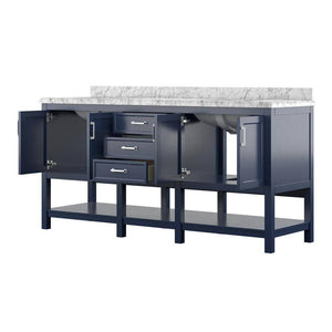 Affinity 72" Double Sink Vanity with White & Gray Carrara Marble Top-Frovial