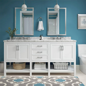 Affinity 72" Double Sink Vanity with White & Gray Carrara Marble Top-Frovial