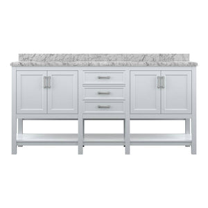 Affinity 72" Double Sink Vanity with White & Gray Carrara Marble Top-Frovial