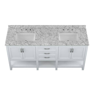 Affinity 72" Double Sink Vanity with White & Gray Carrara Marble Top-Frovial