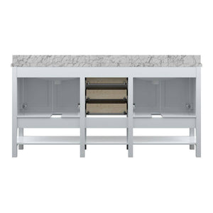Affinity 72" Double Sink Vanity with White & Gray Carrara Marble Top-Frovial