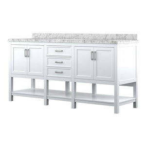 Affinity 72" Double Sink Vanity with White & Gray Carrara Marble Top-Frovial