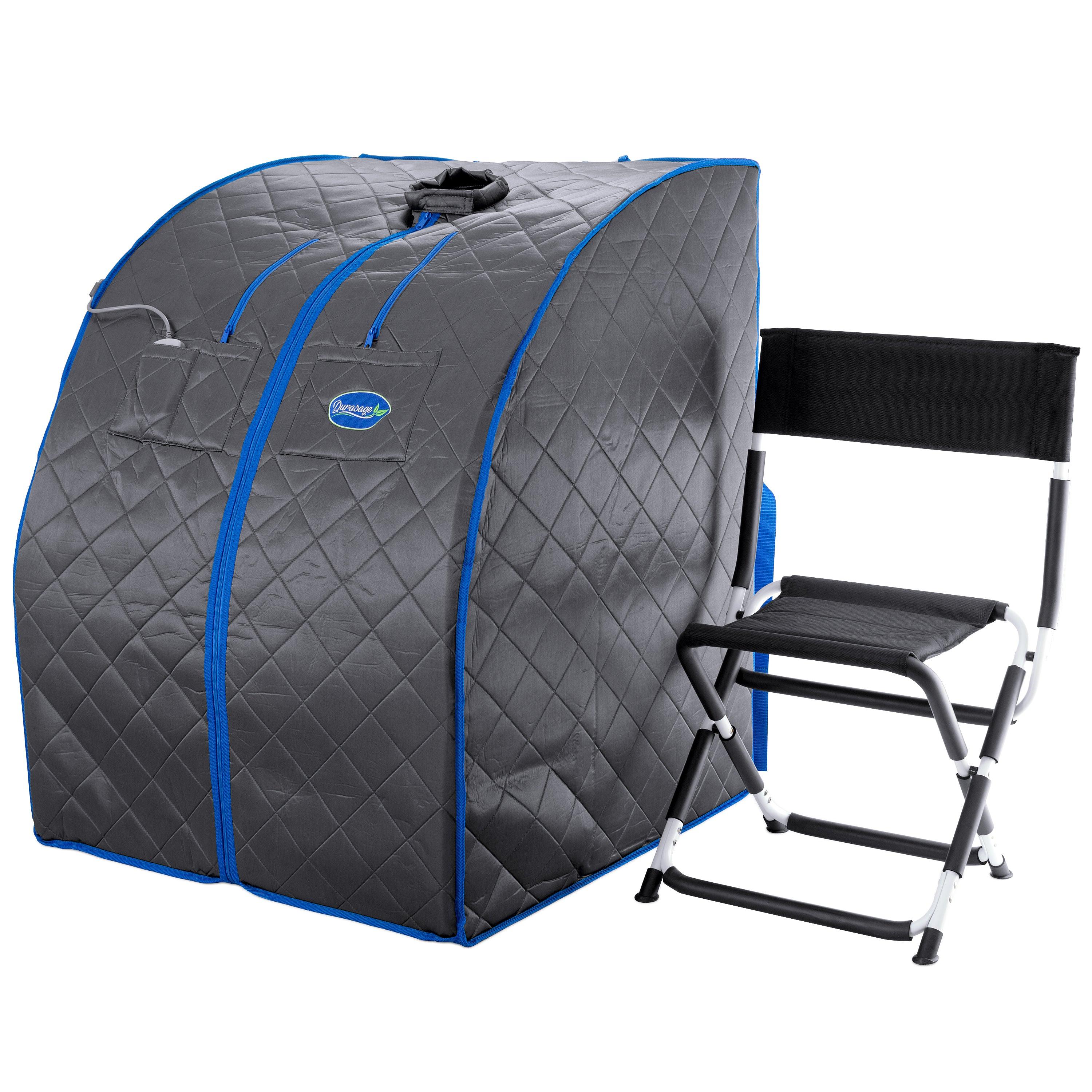 Personal Portable Infrared Sauna with Premium Chair, 30 Minute Timer, with Negative ION and Heated Footpad - Gray-Frovial