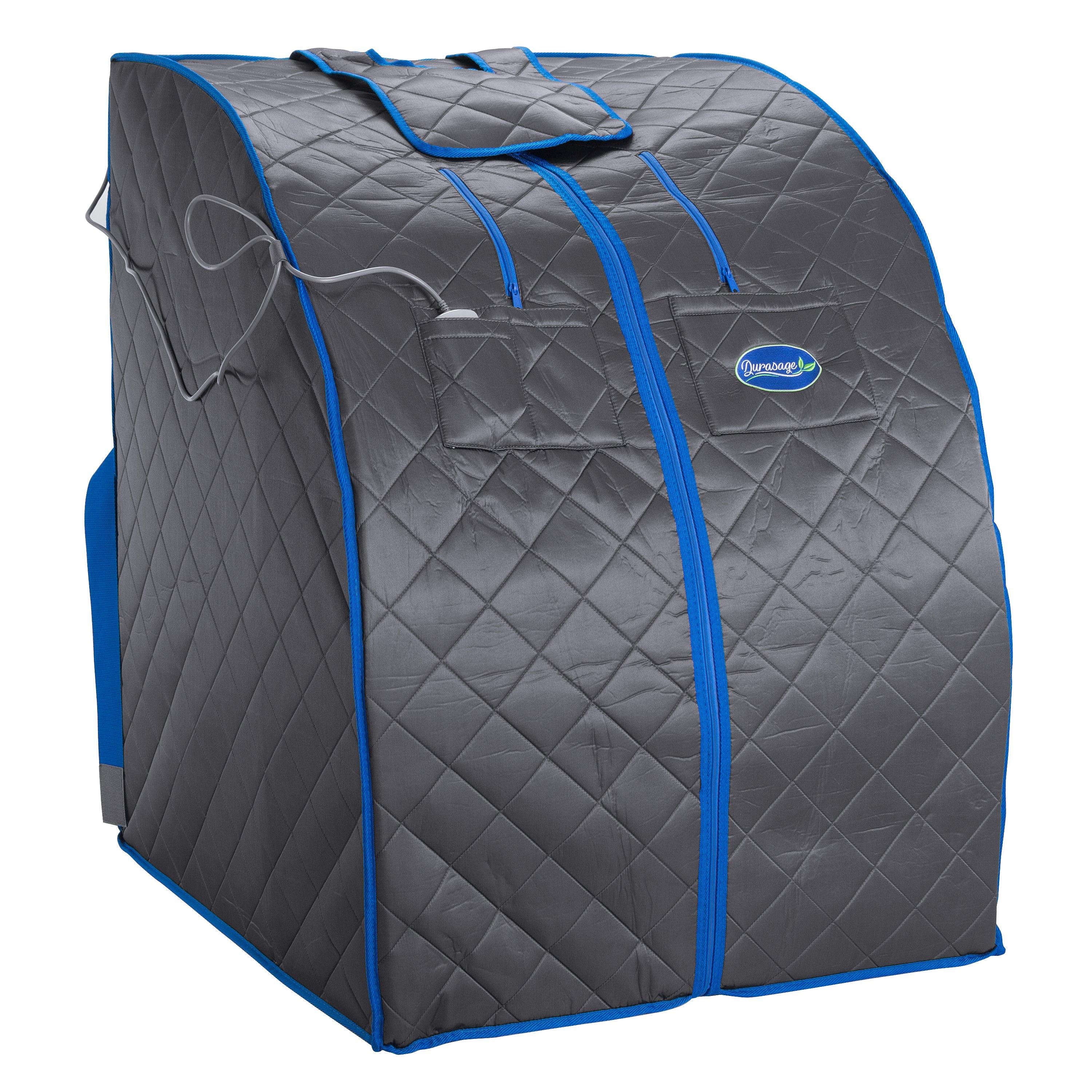 Personal Portable Infrared Sauna with Premium Chair, 30 Minute Timer, with Negative ION and Heated Footpad - Gray-Frovial