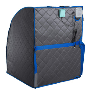 Personal Portable Infrared Sauna with Premium Chair, 30 Minute Timer, with Negative ION and Heated Footpad - Gray-Frovial