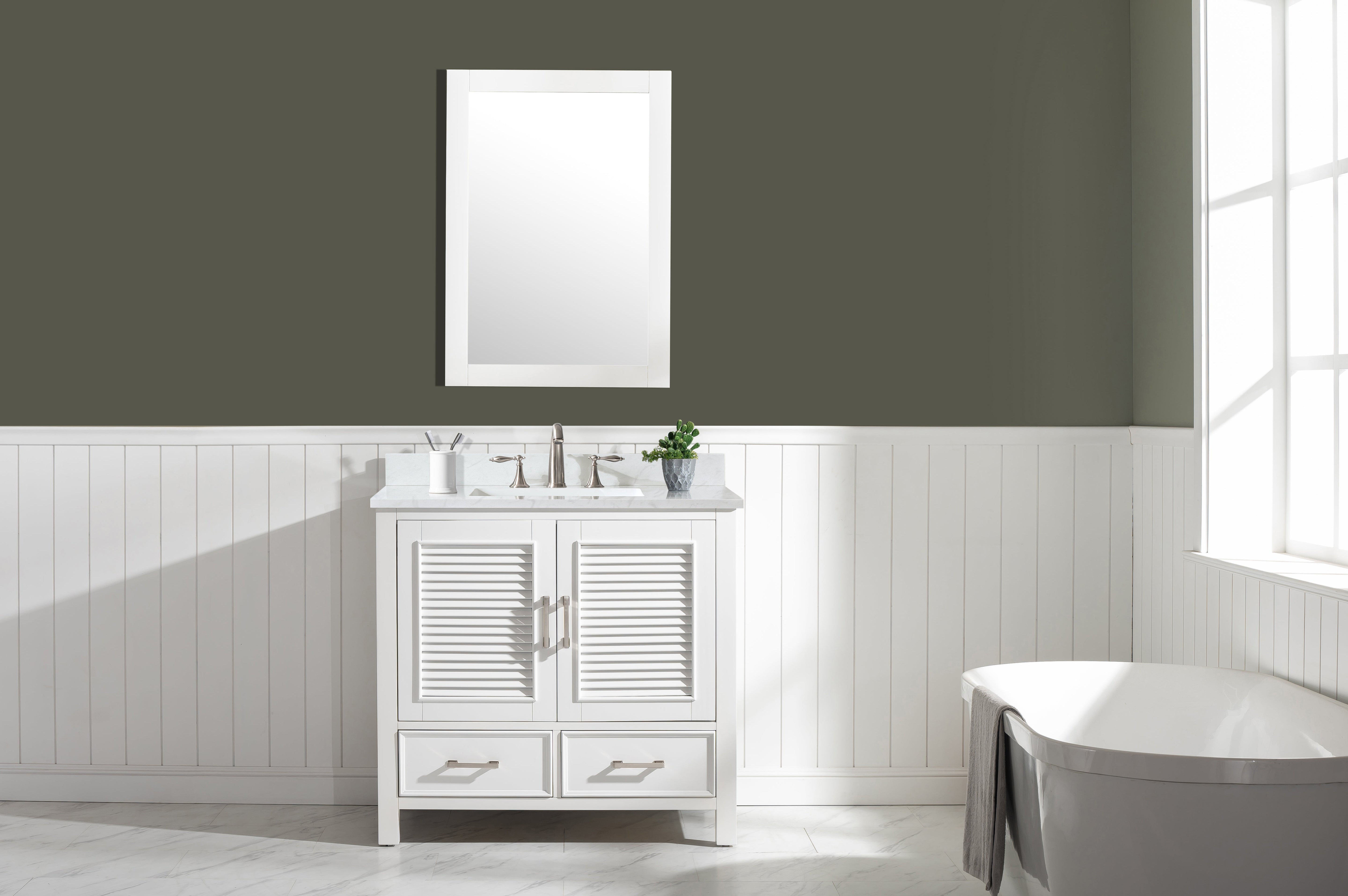 Estate 36" Single Vanity with White Quartz Top-Frovial