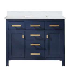 Valentino 42" Single Sink Vanity with White Quartz Top-Frovial