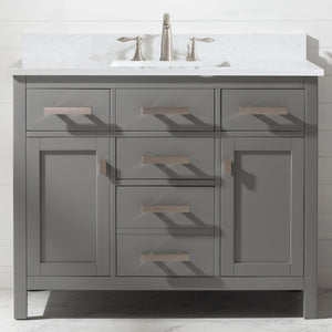 Valentino 42" Single Sink Vanity with White Quartz Top-Frovial