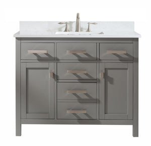 Valentino 42" Single Sink Vanity with White Quartz Top-Frovial