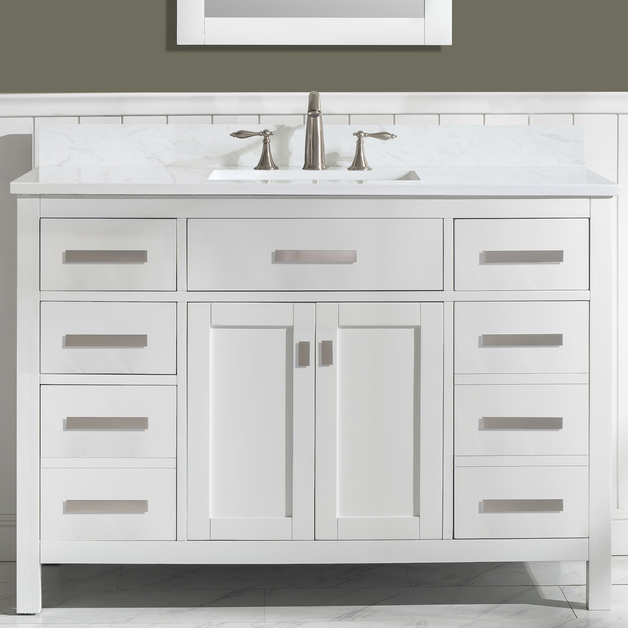 Valentino 48" Single Sink Vanity with White Quartz Top-Frovial