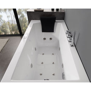 EAGO Acrylic White Rectangular Whirlpool Bathtub with Fixtures-Frovial