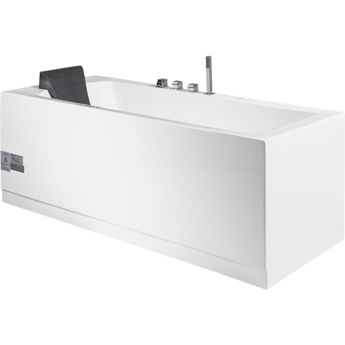 EAGO Acrylic White Rectangular Whirlpool Bathtub with Fixtures