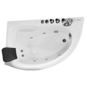 EAGO Single Person Corner White Acrylic Whirlpool BathTub-Frovial