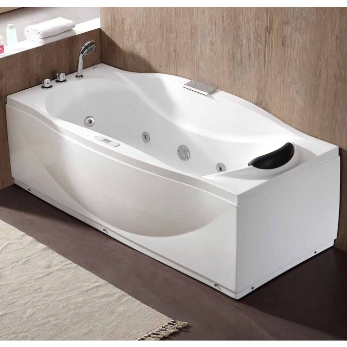 EAGO Drain Acrylic White Whirlpool Bathtub w Fixtures-Frovial