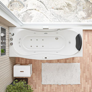 EAGO Drain Acrylic White Whirlpool Bathtub w Fixtures-Frovial