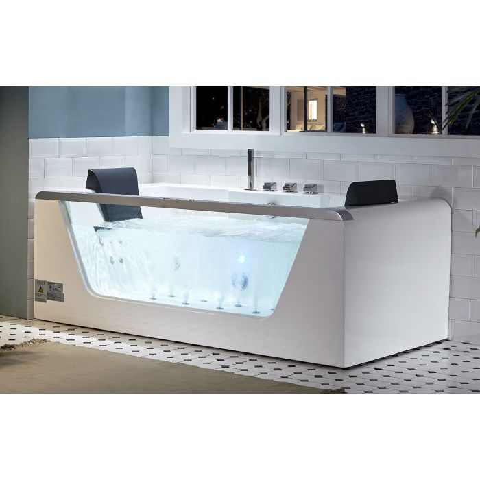 EAGO Rectangular Acrylic Whirlpool Bathtub for Two