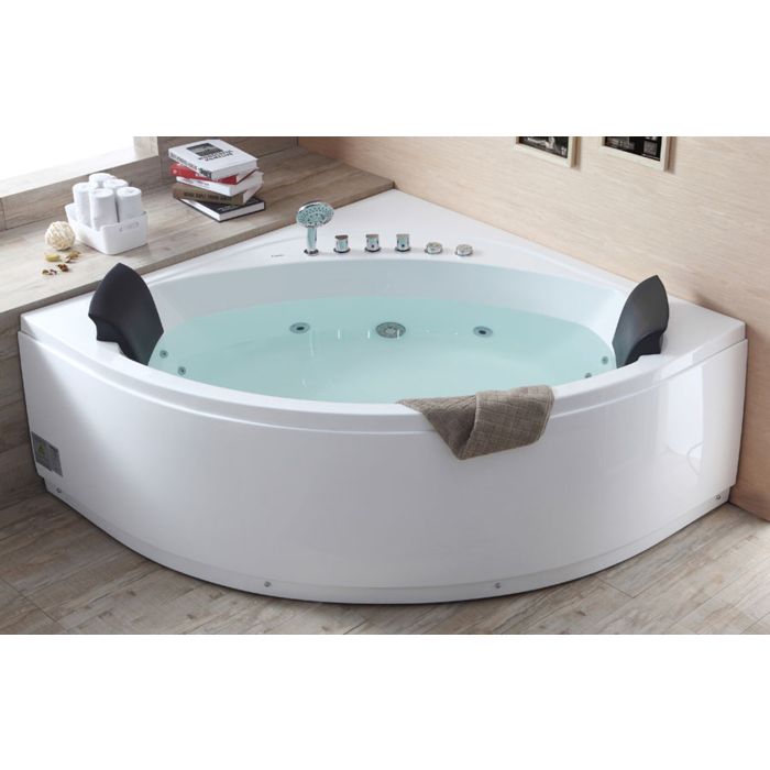 EAGO Modern Double Seat Corner Whirlpool Bathtub with Fixtures-Frovial